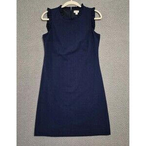 J. Crew Women's Blue Ruffle Neck Sheath Midi Dress 4